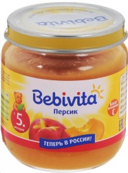 Пюре Bebivita персик с сахаром с 5 мес 100 г